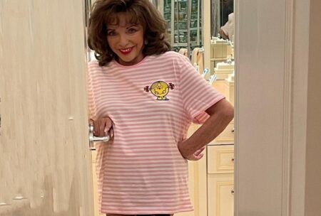 Dame Joan Collins, 89, hailed ‘sexier than ever’ in saucy snap to promote Red Nose Day T-shirt