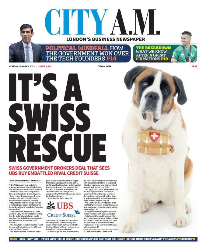 City AM - It’s a Swiss rescue 