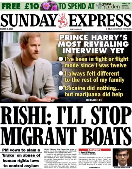 Sunday Express - Rishi: I’ll stop migrant boats