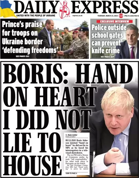 Daily Express - Boris: Hand on heart I did not lie to House