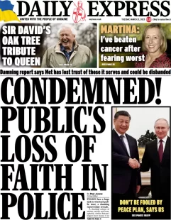 Daily Express – Condemned! Public’s loss of faith in police