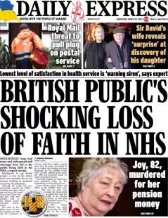 Daily Express – British public’s shocking loss of faith in the NHS 