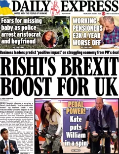 Daily Express – Rishi’s Brexit boost for UK 