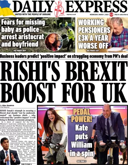 Daily Express - Rishi’s Brexit boost for UK