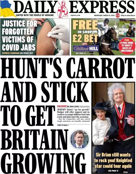 Daily Express - Hunt’s carrot and stick to get Britain growing