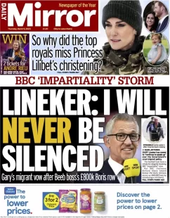 Daily Mirror – Linekar: I will never be silenced 