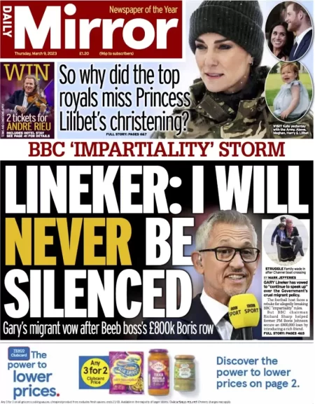 Daily Mirror - Linekar: I will never be silenced