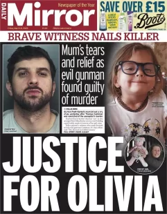 Daily Mirror – Justice for Olivia 