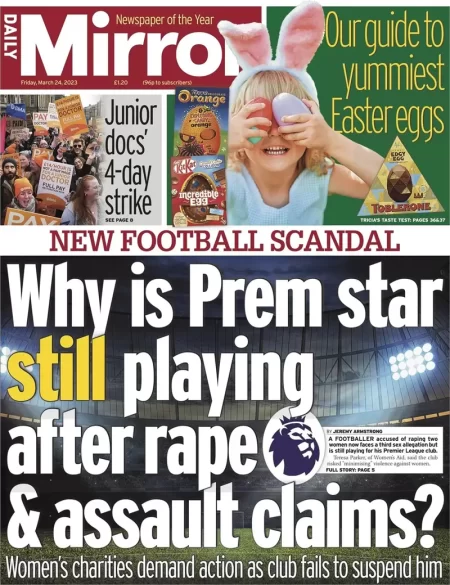 Daily Mirror - Why is Prem star still playing after rape claims?