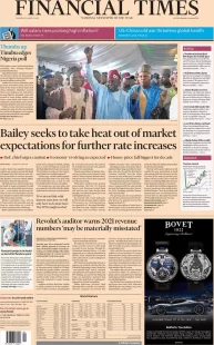 Financial Times – Bailey seeks to take heat out of market expectation for further rate increases