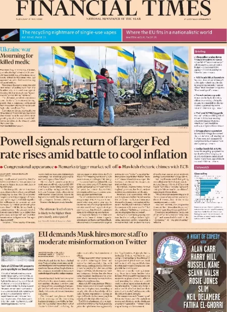 Financial Times - Powell signals return of larger Fed rate rises amid battle to cool inflation