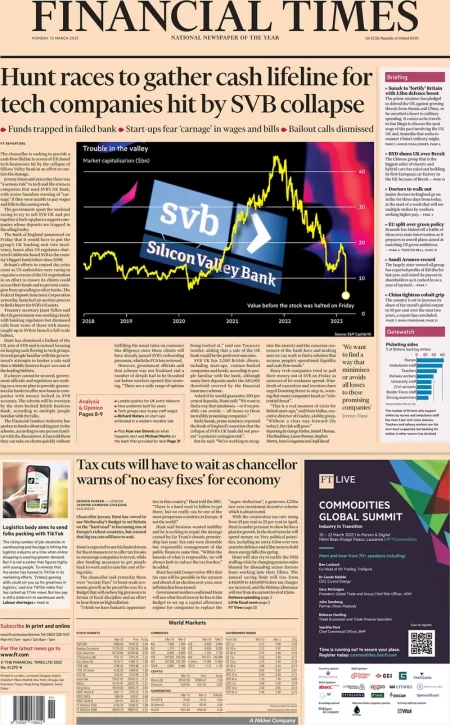 Financial Times - Hunt races to gather cash lifeline for tech companies hit by SVB collapse