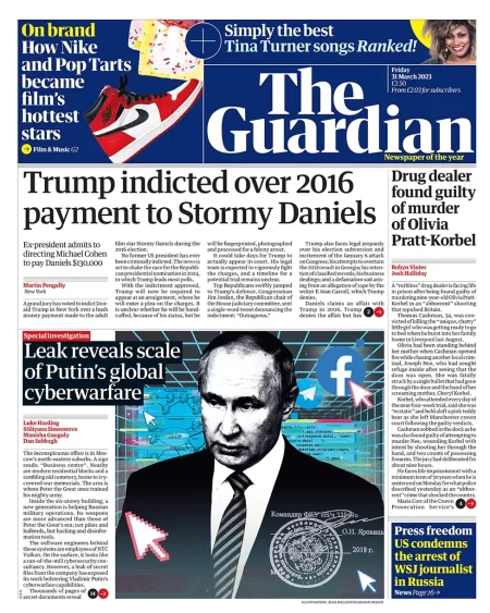 The Guardian - Trump indicted over 2016 payment to Stormy Daniels