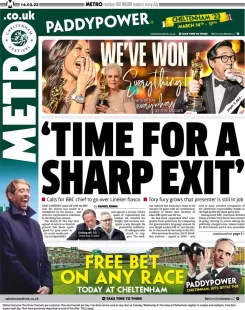 Metro – ‘Time for a sharp exit’