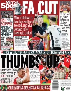 Mirror Sport – ‘Thumbs Up’ for Arsenal as leaders go eight points clear