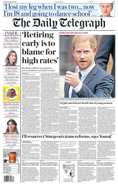 The Daily Telegraph - Retiring early is to blame for high rates’