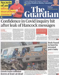 The Guardian – Confidence in inquiry hit after leak of Hancock messages 