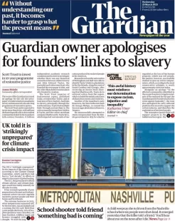 The Guardian – Guardian owner apologies for founders’ links to slavery 