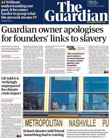 The Guardian - Guardian owner apologies for founders’ links to slavery 