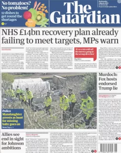 The Guardian – NHS £14bn recovery plan already failing to meet targets, MPs warn 