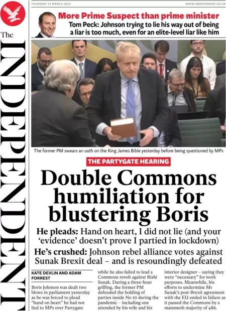 The Independent - Double Commons humiliation for blustering Boris