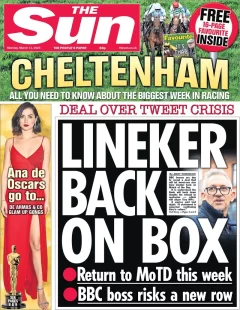 The Sun – Linekar back on box 