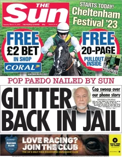 The Sun – Glitter back in jail 