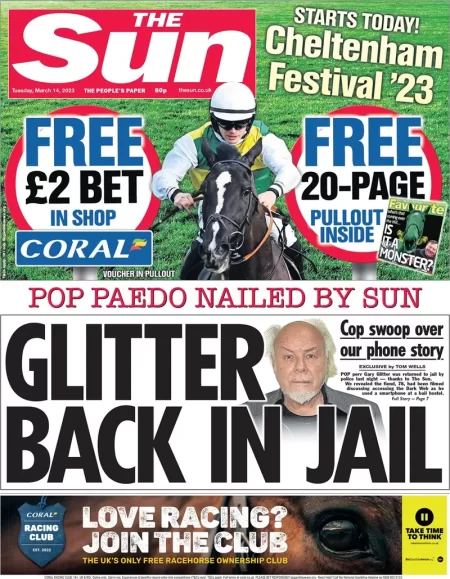 The Sun - Glitter back in jail