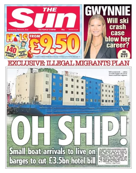 The Sun - illegal migrant plan: Oh ship