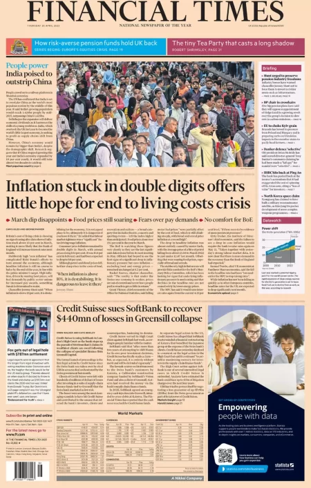 Financial Times - Inflation stuck in double digits offers little hope to cost of living crisis