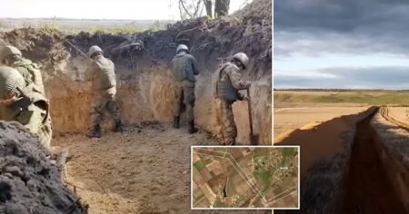 Putin’s men build 45-mile ‘mega trench’ behind frontline in Ukraine