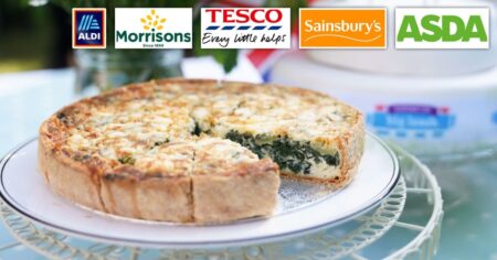 Which supermarket offers the cheapest coronation quiche ingredients?