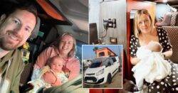 Woman who nearly died giving birth ditches daily grind for van life with her husband and baby