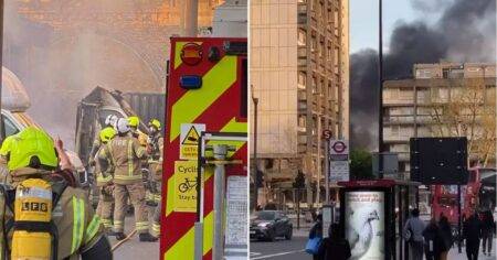 ‘Crazy’ fire erupts in south London sending black smoke billowing into sky