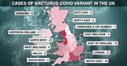 Map shows where latest Covid Arcturus cases are located in the UK