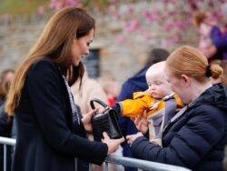 ‘Priceless’ moment as baby ‘steals’ Kate’s handbag during Aberfan visit