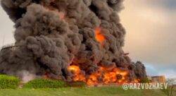Drone strike causes massive oil depot fire in Crimea, Russia claims