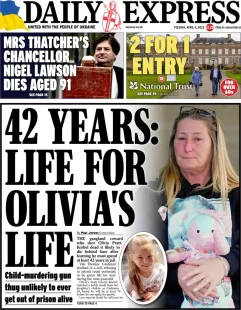 Daily Express – 42 years: Life for Olivia’s killer 