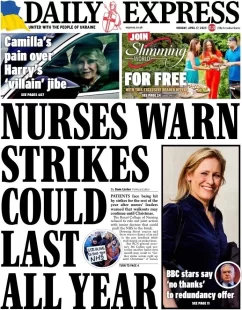 Daily Express - Nurses warn strikes could last all year