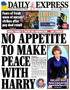 Daily Express – No appetite to make peace with Harry 