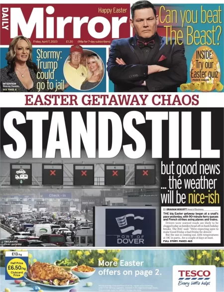 Daily Mirror - Easter getaway chaos: Standstill