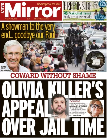 Daily Mirror - Olivia Killer’s appeal over jail time