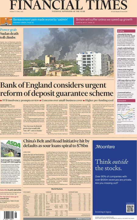 Financial Times - Bank of England consider urgent reform of deposit guarantee scheme