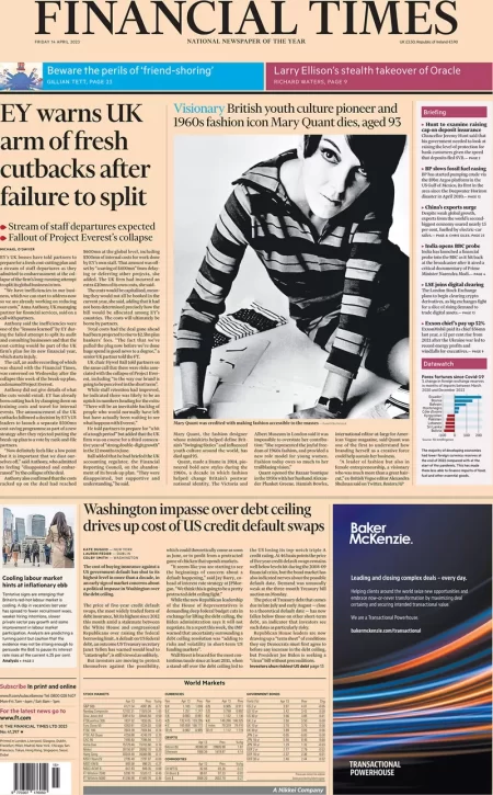 Financial Times – EY warns UK arm of fresh cutbacks after failure to split 