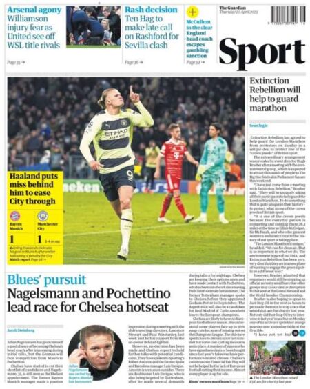 The Guardian Sport – ‘Nagelsmann and Pochettino lead race for Chelsea hotseat’