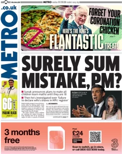 The Metro – Surely sum mistake, PM