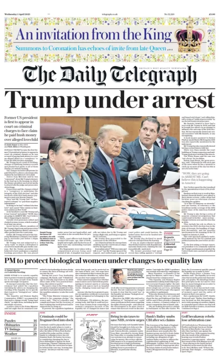 Daily Telegraph - Trump under arrest