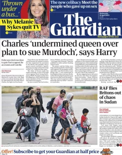 The Guardian – Charles undermined Queen over plan to sue Murdoch, says Harry 