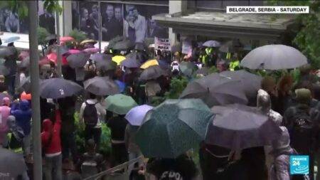 Tens of thousands rally in Belgrade to protest against government rule