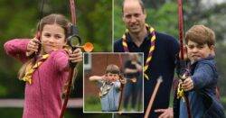 Louis, George and Charlotte take on mum and dad at archery